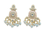 Thumbnail for Gold-Toned Grey Kundan Contemporary Drop Earrings for Women & Girls By House of Ree - Distacart