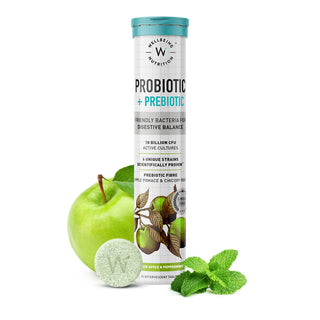 Wellbeing Nutrition Probiotic + Prebiotic Effervescent Tablets-Green Apple & Mint Flavor - Distacart