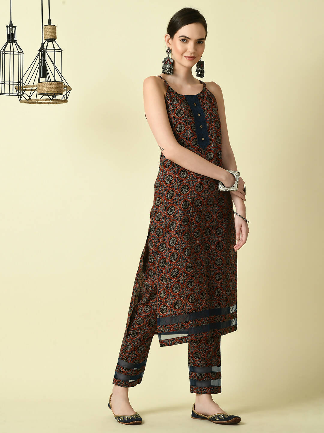 Myshka Women's Multi Straight Kurta & Trousers - Distacart