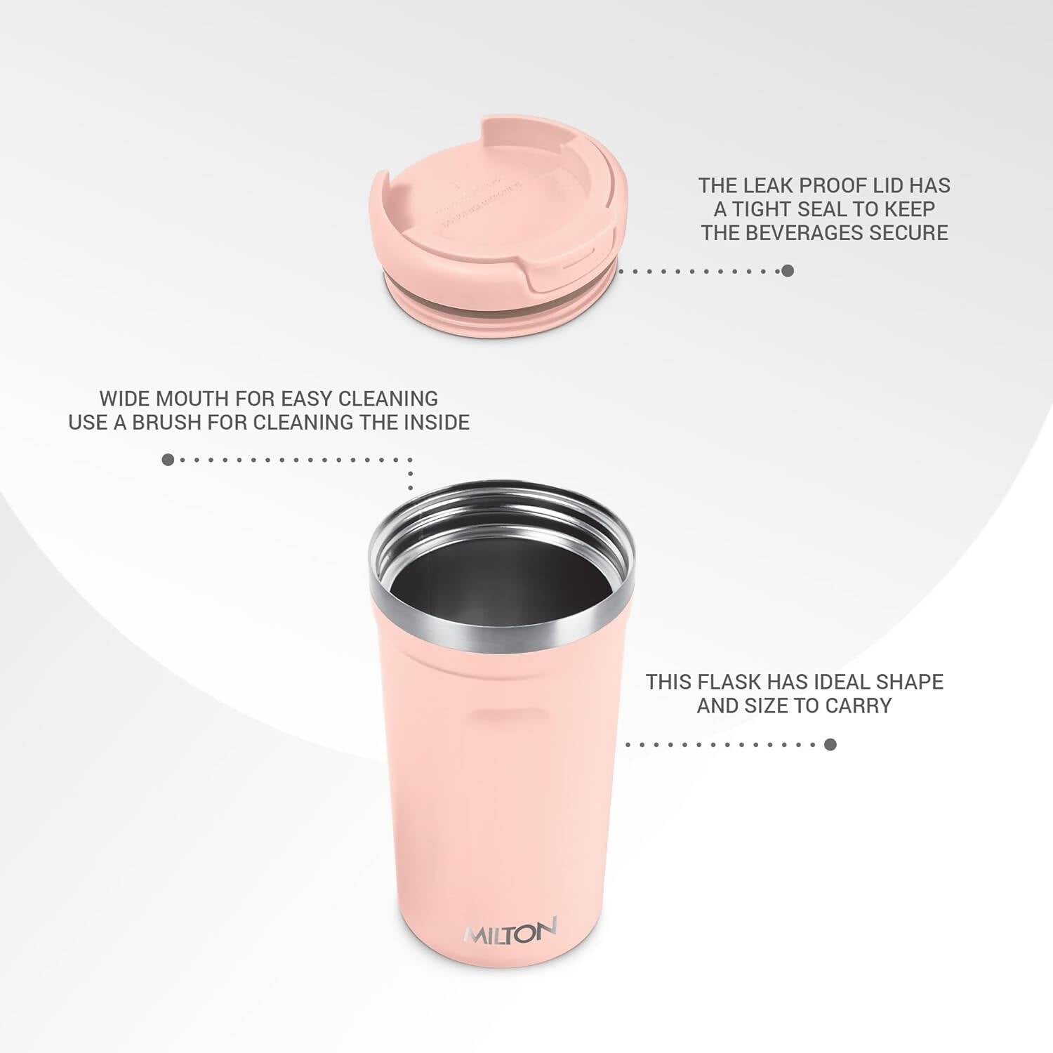 Milton Corral Thermosteel Insulated Coffee Mug Tumbler - 400ml (Peach) - Distacart