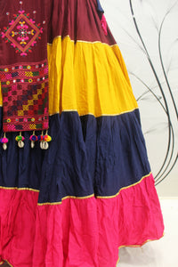 Thumbnail for Multi Color Viscose Rayon Thread Embroidered Navratri Lehenga Choli with Dupatta - Raas - Distacart