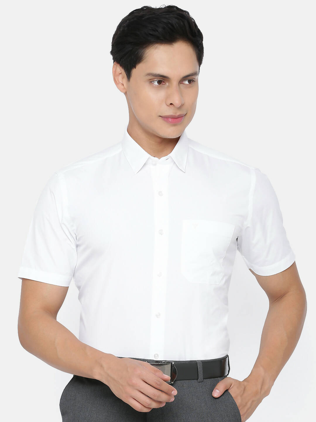 Ramraj Cotton Mens Half Sleeve Formal 100 % Cotton White Shirt - Distacart
