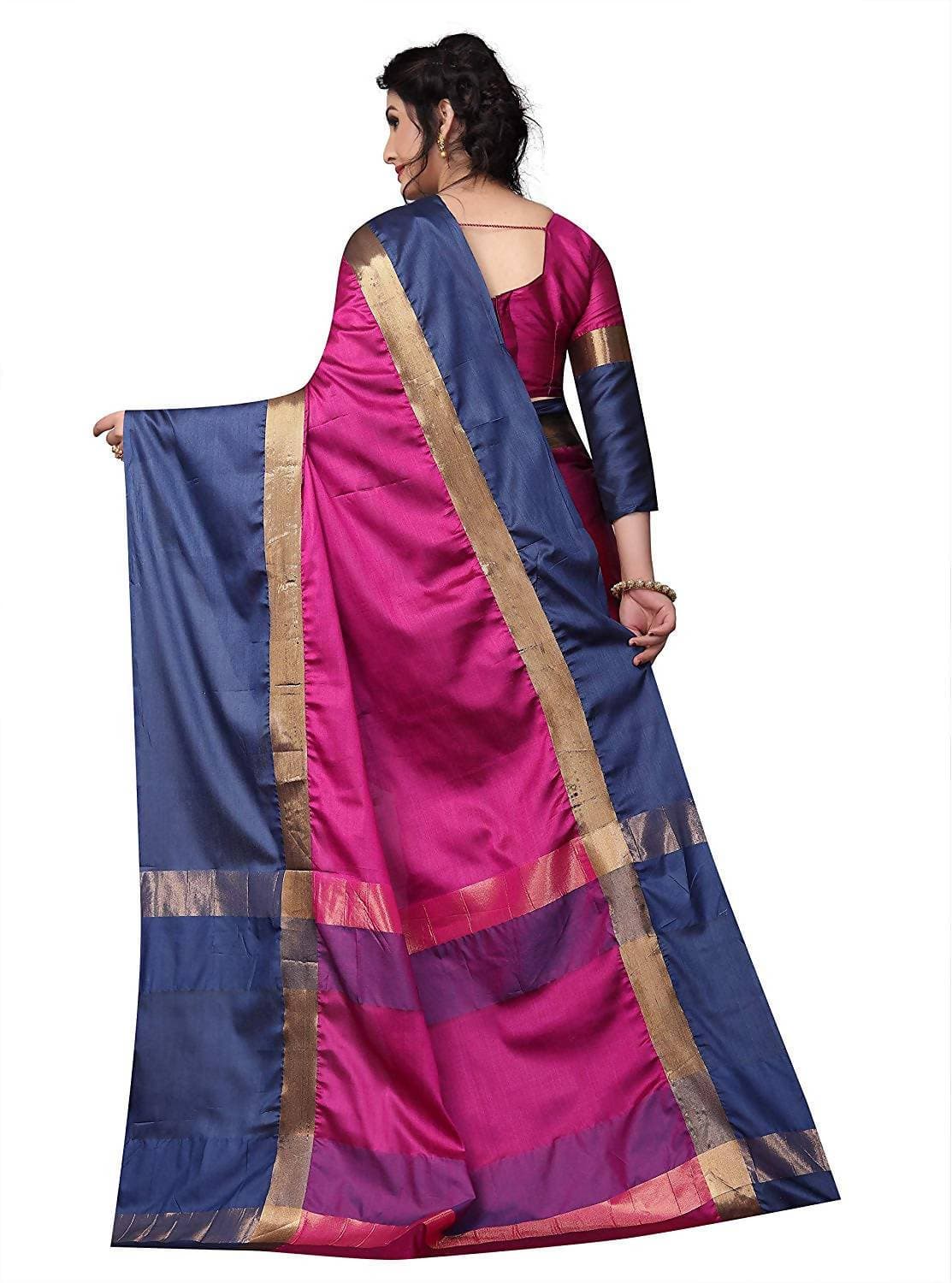 Vamika Pink Cotton Silk Weaving Saree  - Distacart