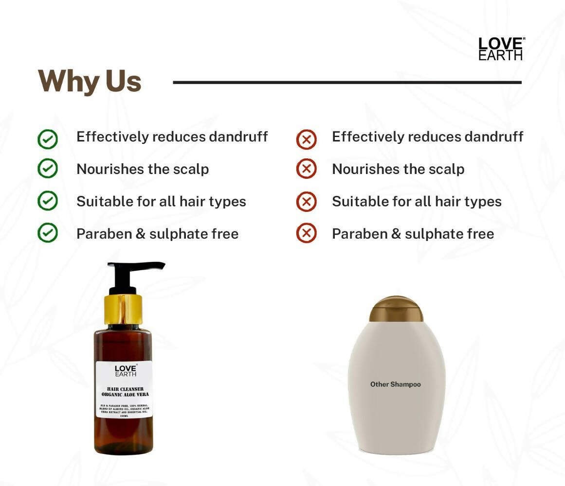 Love Earth Hair Cleanser with Organic Aloe Vera - Distacart