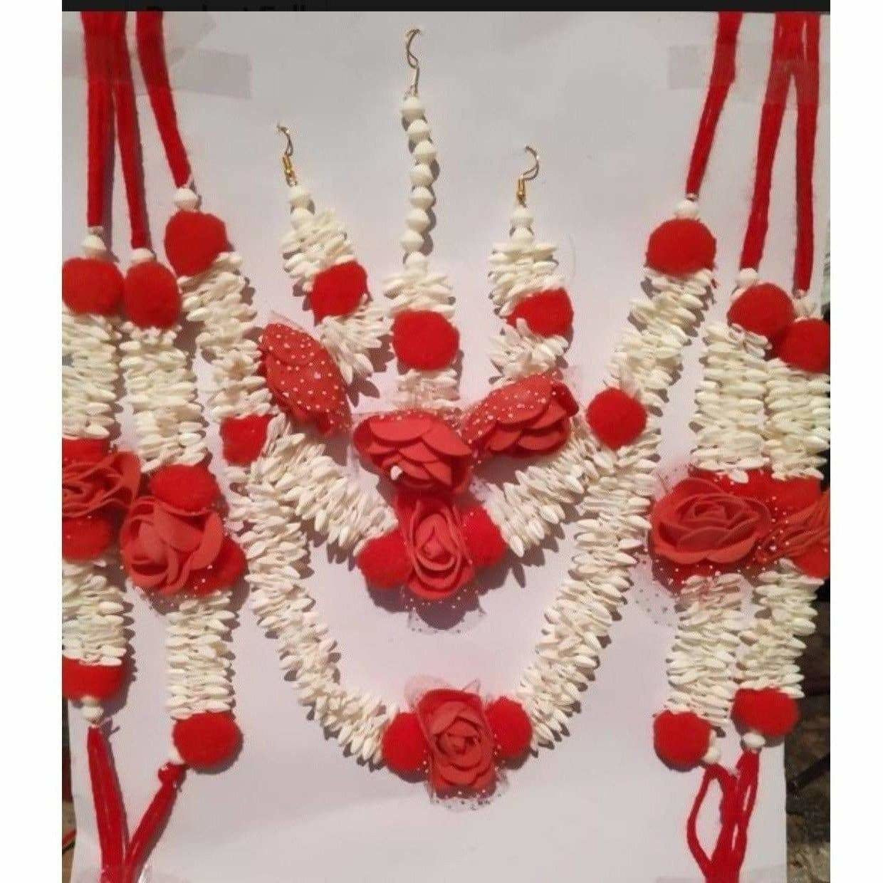 Muskan red flower jewllary set