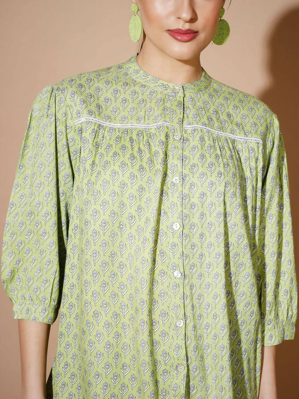 Myshka Women Green Ethnic Motifs Tops - Distacart