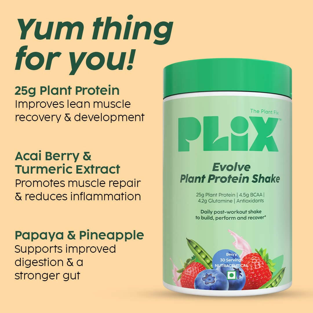 PLIX The Plant Fix Evolve Plant Protein Shake Powder - Mixed Berry - Distacart