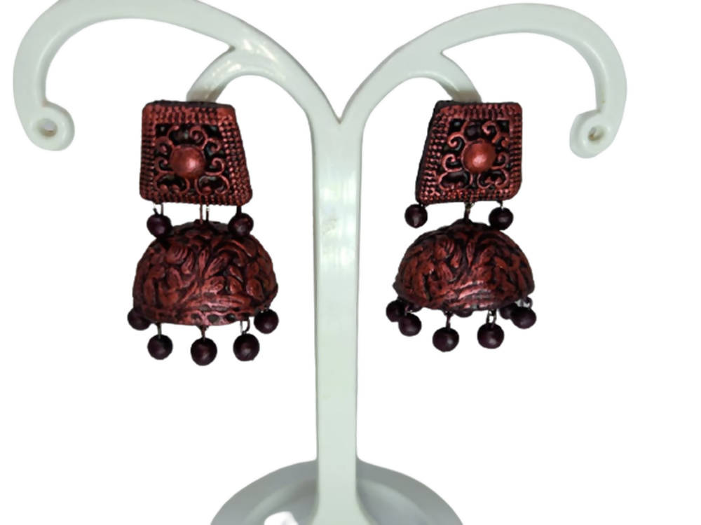 Terracotta Dazzling Temple Jhumkas