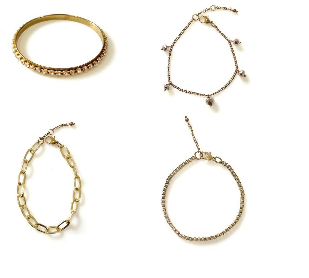 Bling Accessories Antique Brass Bracelet Pack Set of 4 Pcs