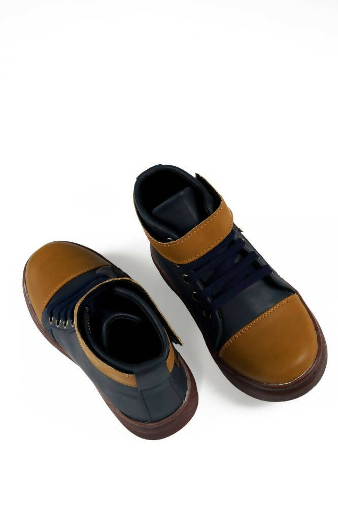 Tiny Bugs Boys Party Wear Mid Top Boots - Navy - Distacart