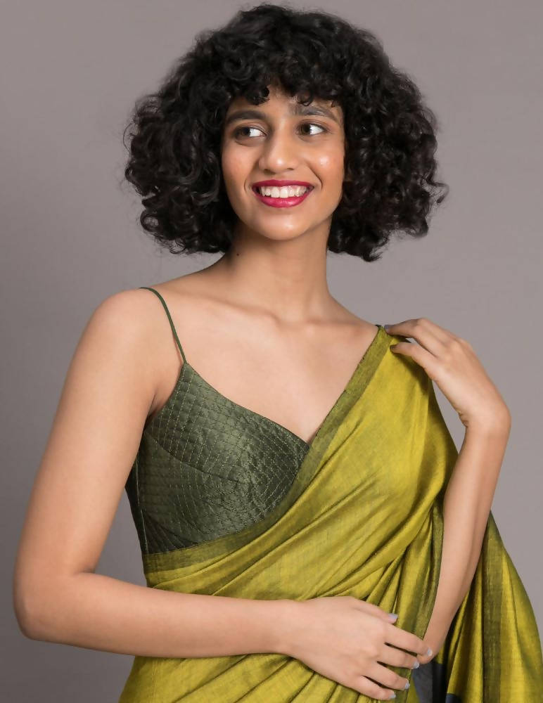 Suta Green Blue Colourblocked Cotton Blend Saree - Distacart