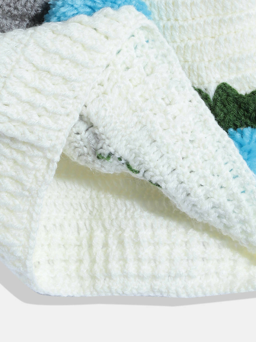 Chutput Kids Woollen Hand Knitted Full Sleeves Bunny Detail Cardigan - Cream - Distacart