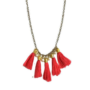 Tiaraa Pink Alloy Tassel Necklace For Girls - Distacart