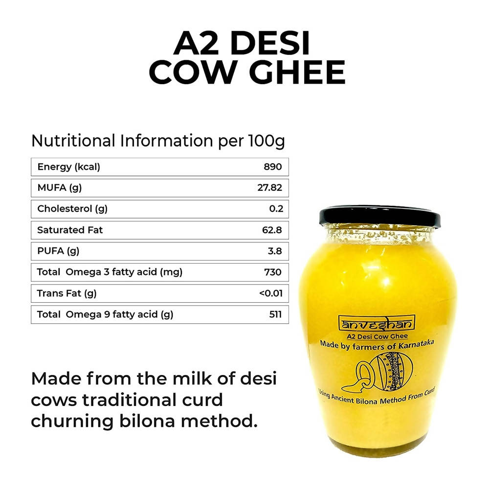 Anveshan A2 Desi Cow Ghee Nutritional Information