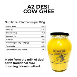 Anveshan A2 Desi Cow Ghee Nutritional Information