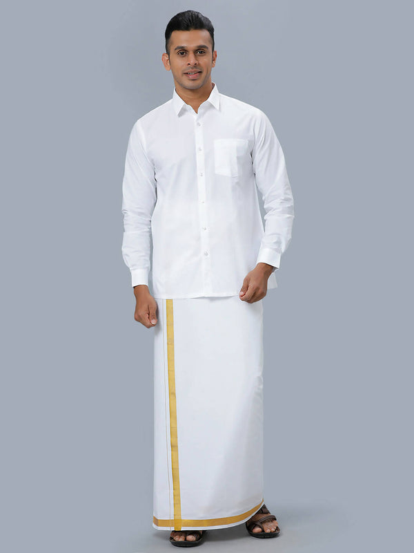 Ramraj Cotton Mens Full Sleeve Formal 100 % Cotton White Shirt - Distacart