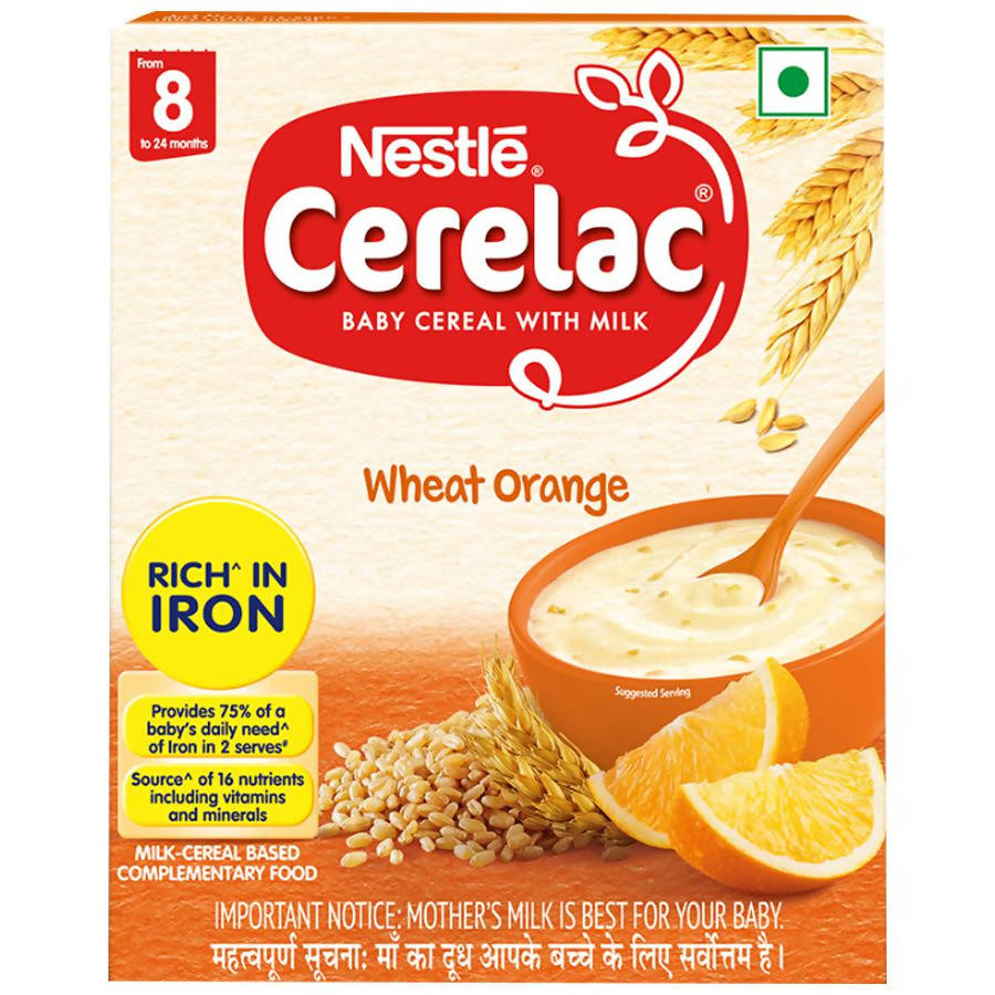 Nestle Cerelac Baby Cereal with Milk, Wheat Orange – From 8 To 24 Months