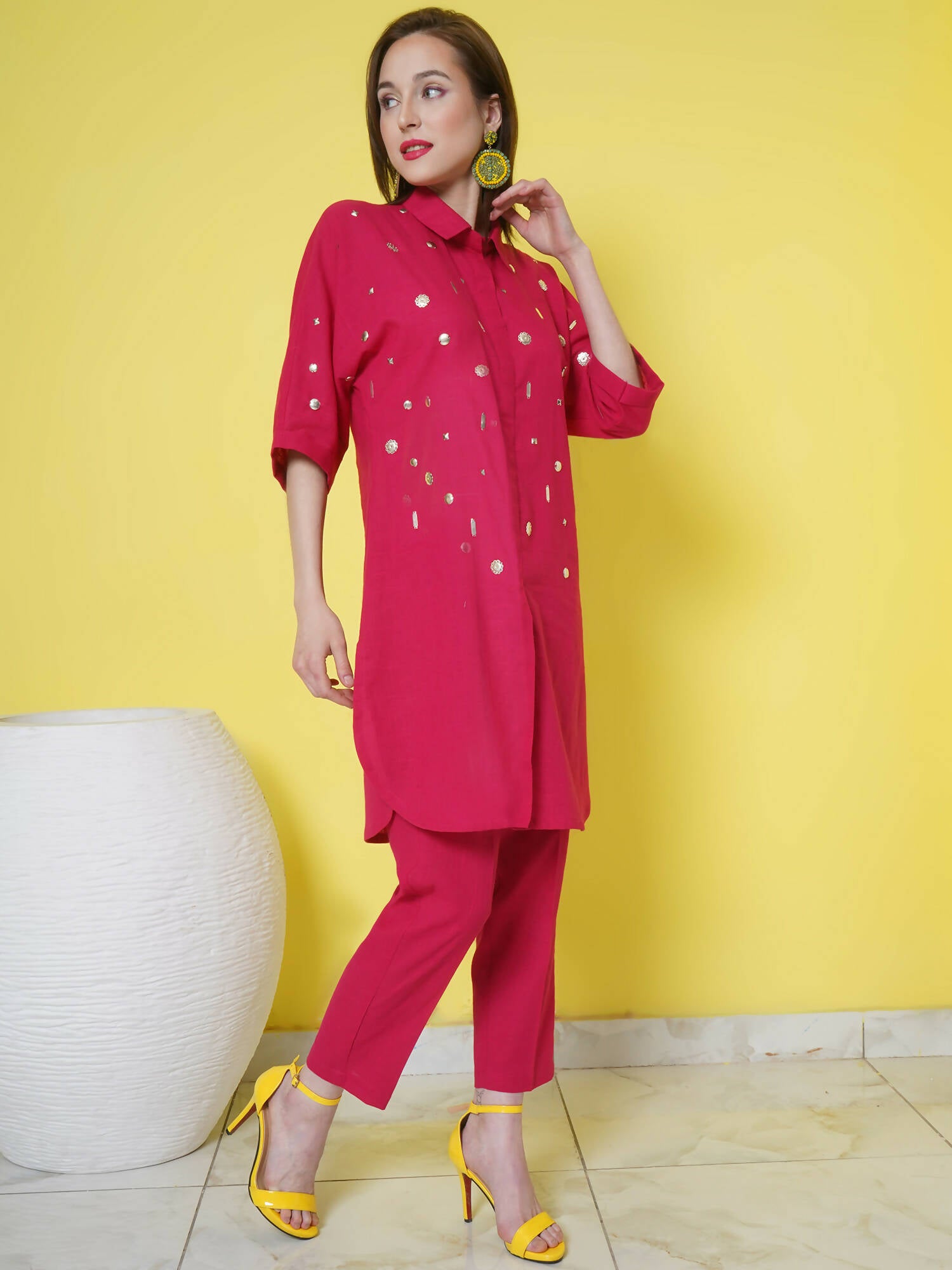 Women Republic Pink Cotton Embellished Kurta Set - Distacart