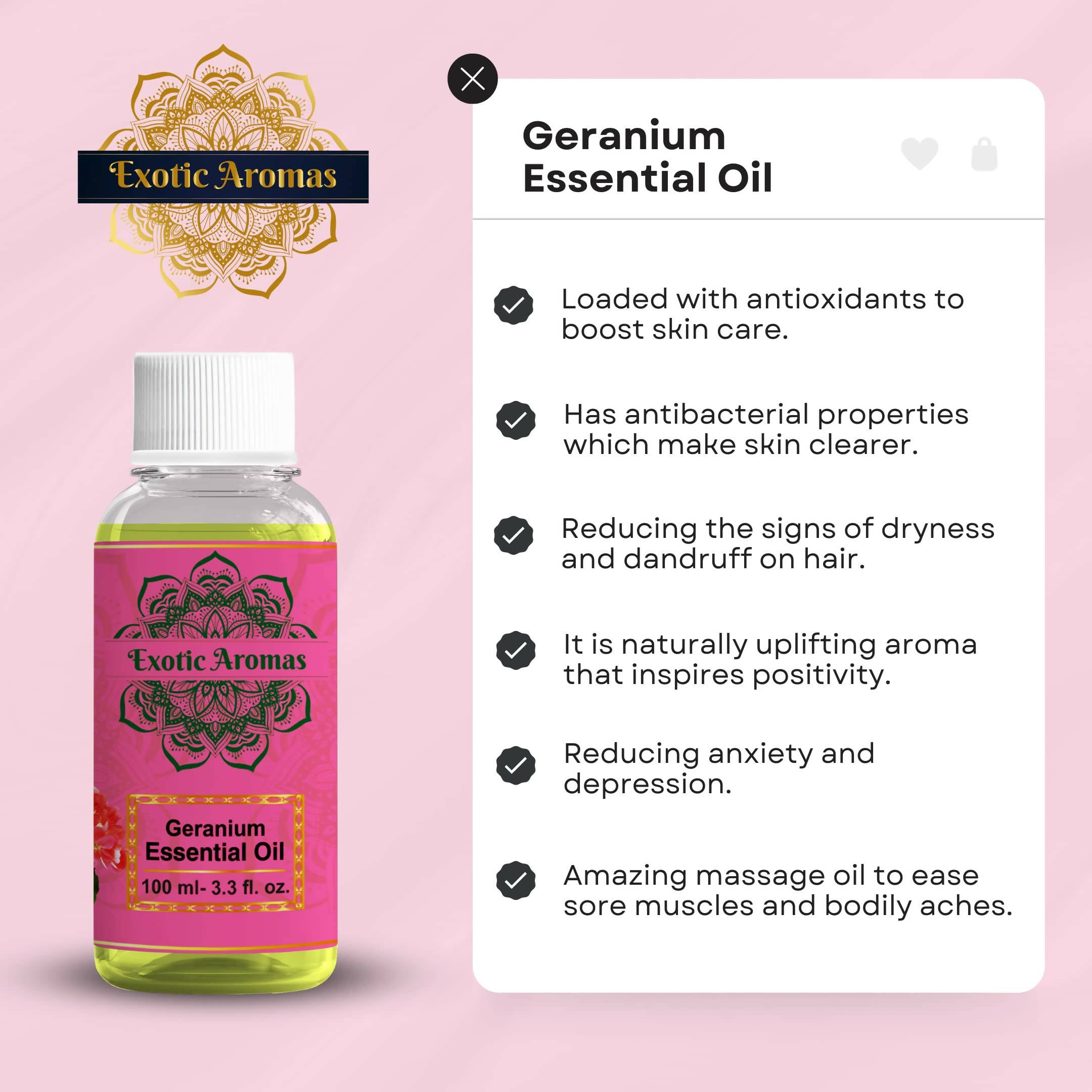 Exotic Aromas Geranium Essential Oil - Distacart