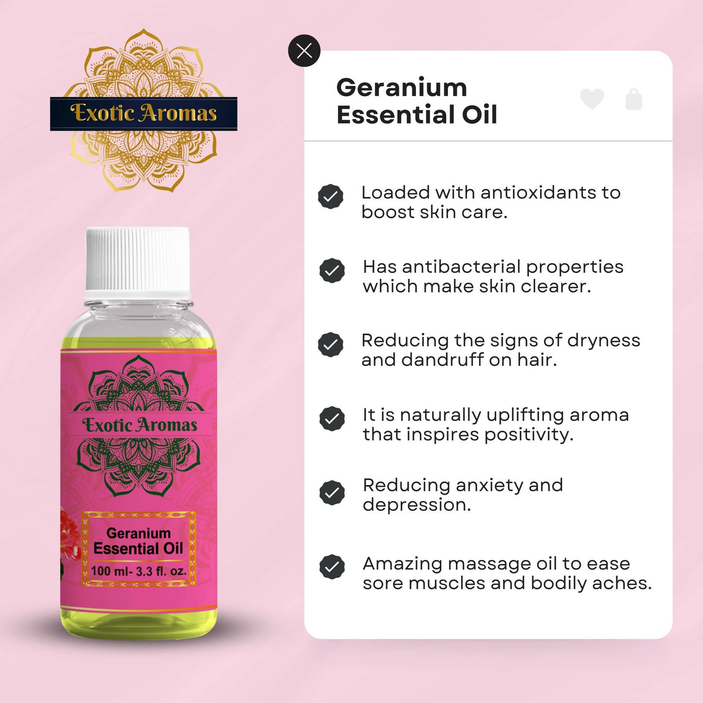Exotic Aromas Geranium Essential Oil - Distacart