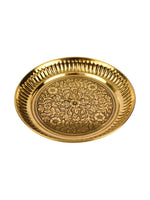 Thumbnail for Spillbox Gold-Toned Brass Textured Thali Pooja Essential - Distacart