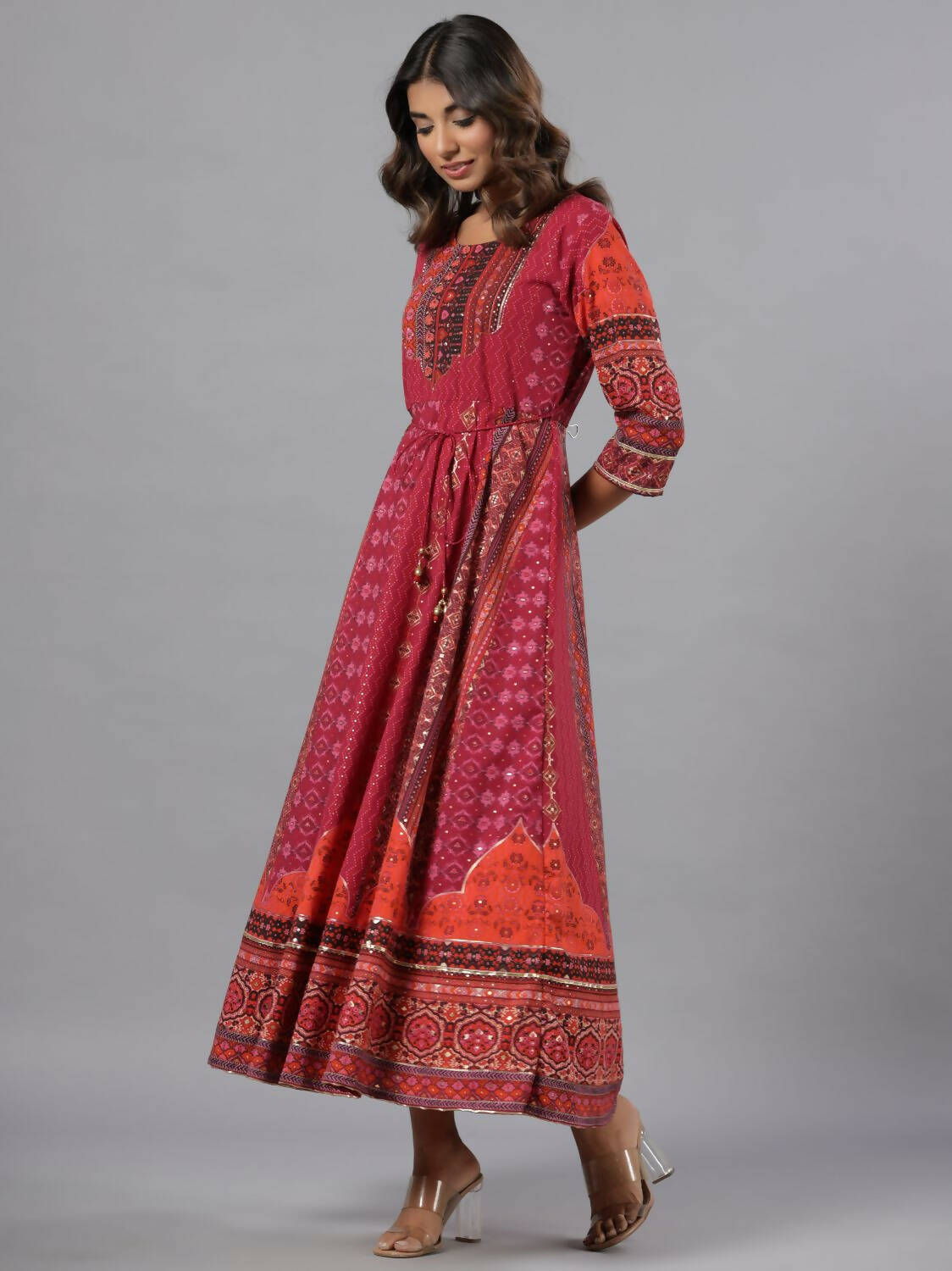 Juniper Women Plum Silk Printed Maxi Dress - Distacart