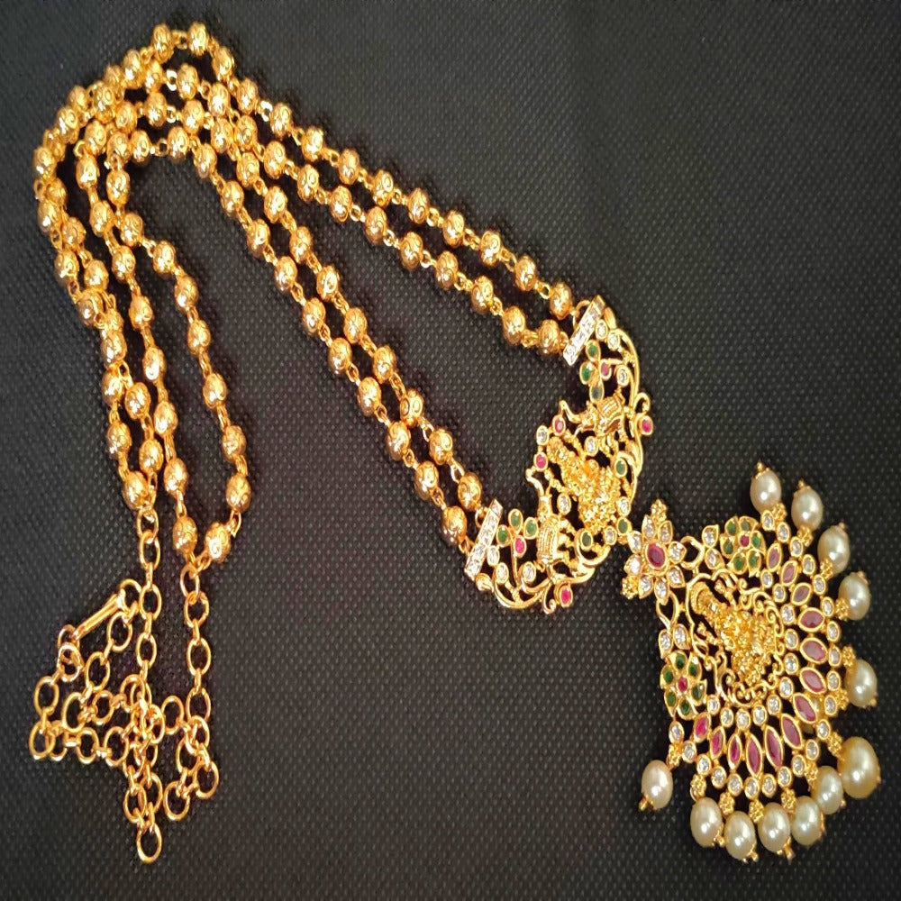 Gold Plated Temple Long Necklace