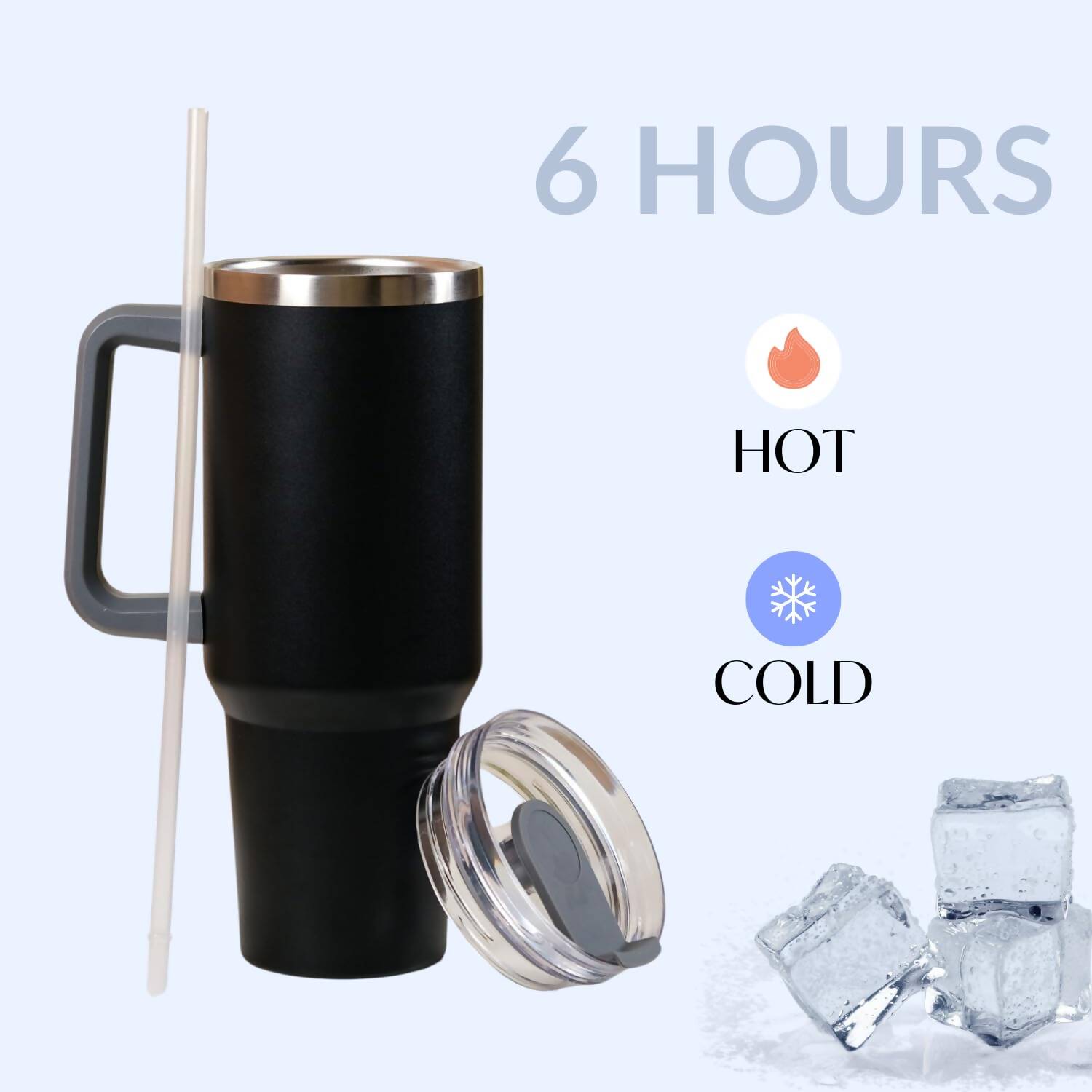 Nestasia Tumbler with Handle Straw & Lid - 1.2L (Black) - Distacart