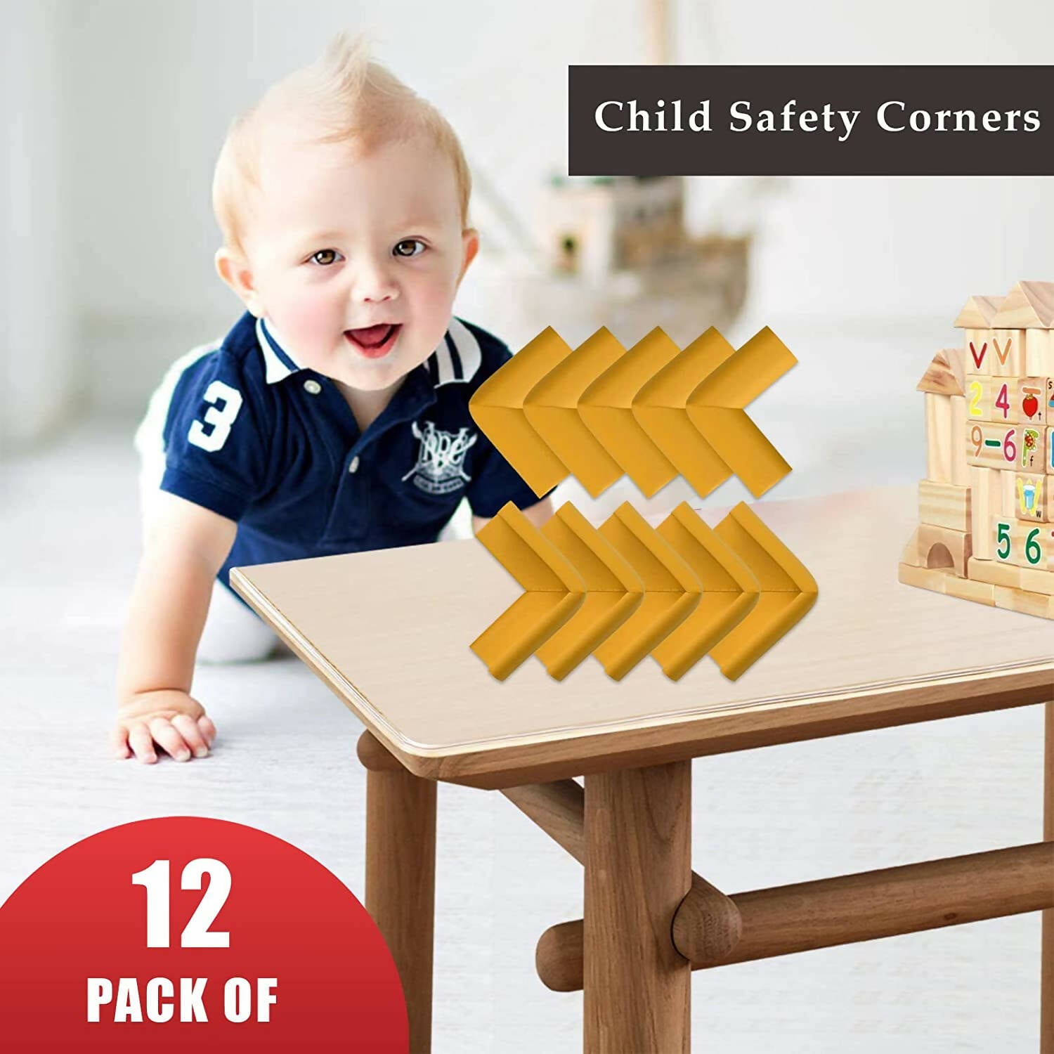 Safe-O-Kid Set of 12 Corner U Shaped Corner Guards for Kids safety- Yellow-Large - Distacart