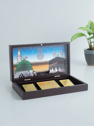 Golden Peacock Brown & Gold-Toned 24 Ct Gold Foil Makka Madina Dua Box - Distacart