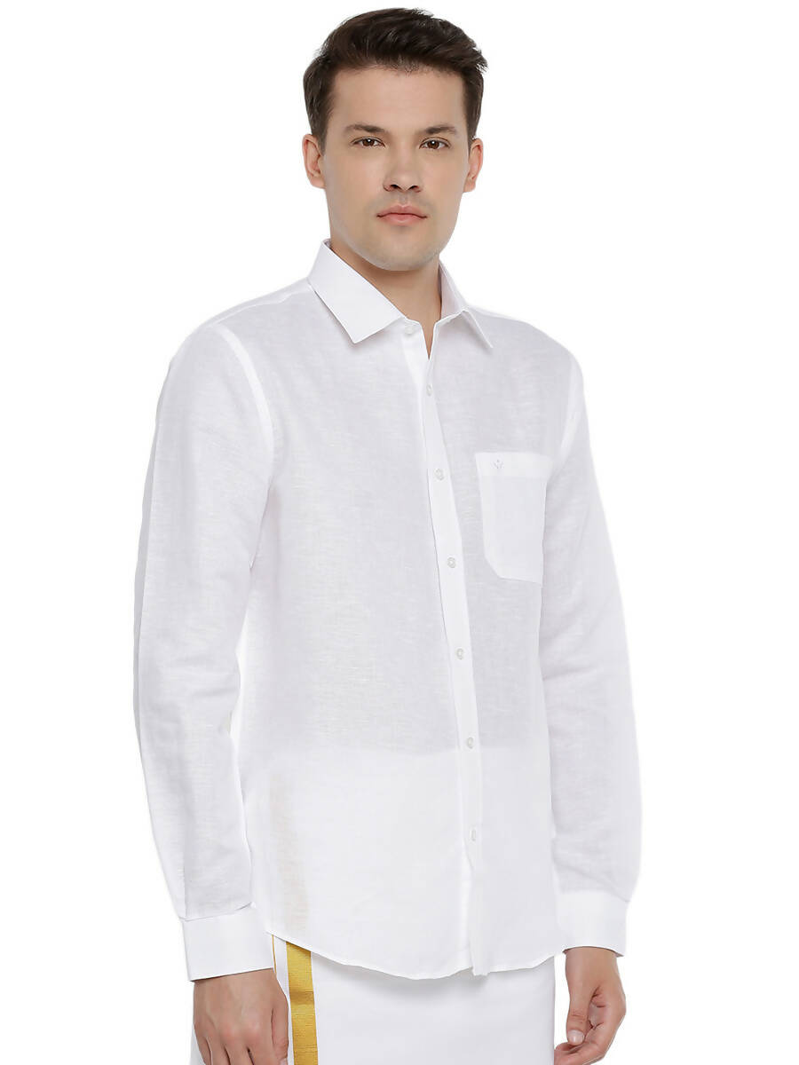 Ramraj Cotton Mens Linen Full Sleeve White Shirt - Distacart