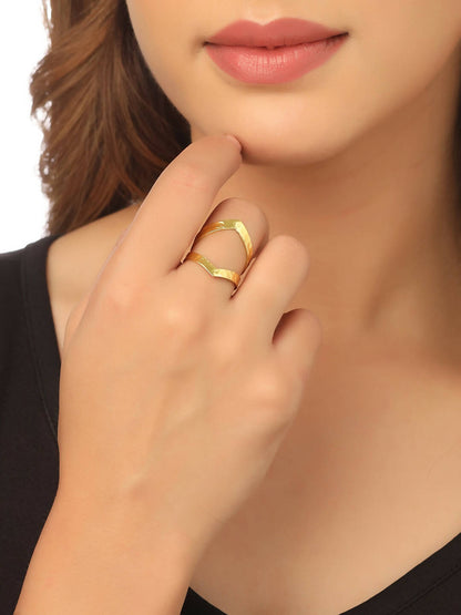 NVR Women Gold Plated Adjustable Finger Ring - Distacart
