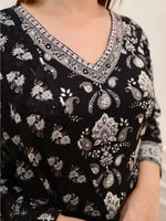 Thumbnail for Kalini Floral Printed Sequinned Pure Cotton A-Line Kurta With Salwar & Dupatta - Distacart