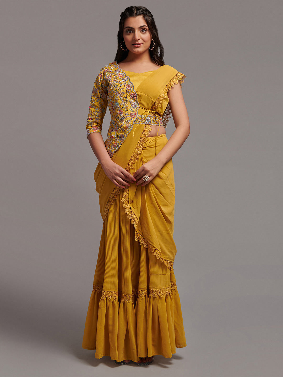 Kalini Embellished Pure Georgette Ready To Wear Saree - Distacart