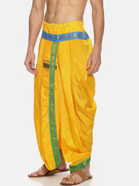 Thumbnail for Sethukrishna Men Yellow Solid Double Layer Readymade Dhoti Pant - Distacart
