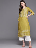 Thumbnail for Biba Women Green & White Printed Kurta with Crop Palazzos - Distacart