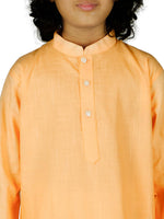 Thumbnail for Sethukrishna Boys Orange Pure Cotton Kurta with Dhoti Pants & With Dupatta - Distacart