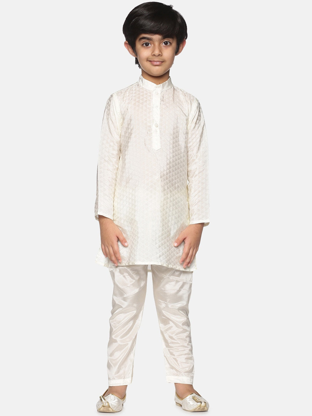 Sethukrishna Boys Cream-Coloured Kurta with Pyjamas - Distacart