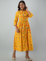 Thumbnail for Kalini Women Yellow & Orange Ethnic Motifs Printed Anarkali Kurta - Distacart