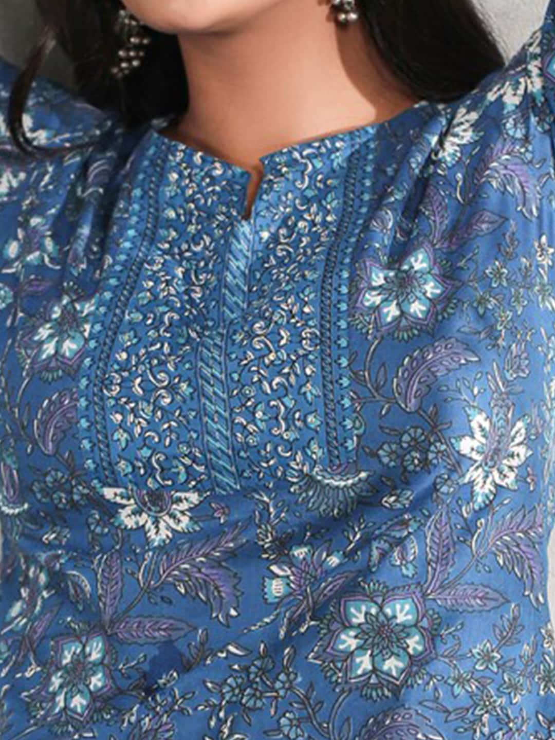 Anubhutee Floral Printed Pure Cotton A-Line Kurti - Distacart