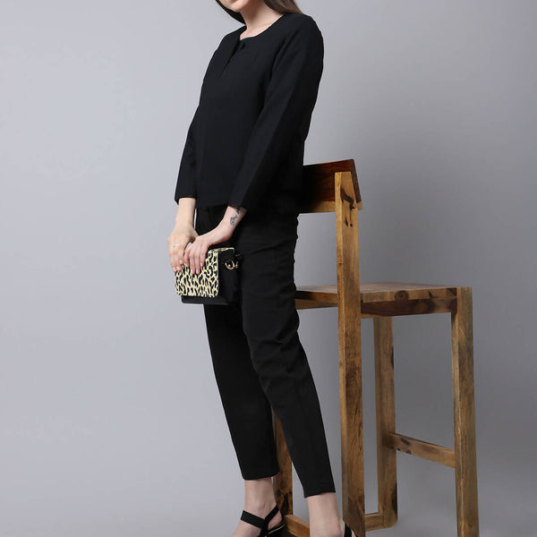 Even Apparels Black Polywool Open Front Statement Women's Jacket - Distacart