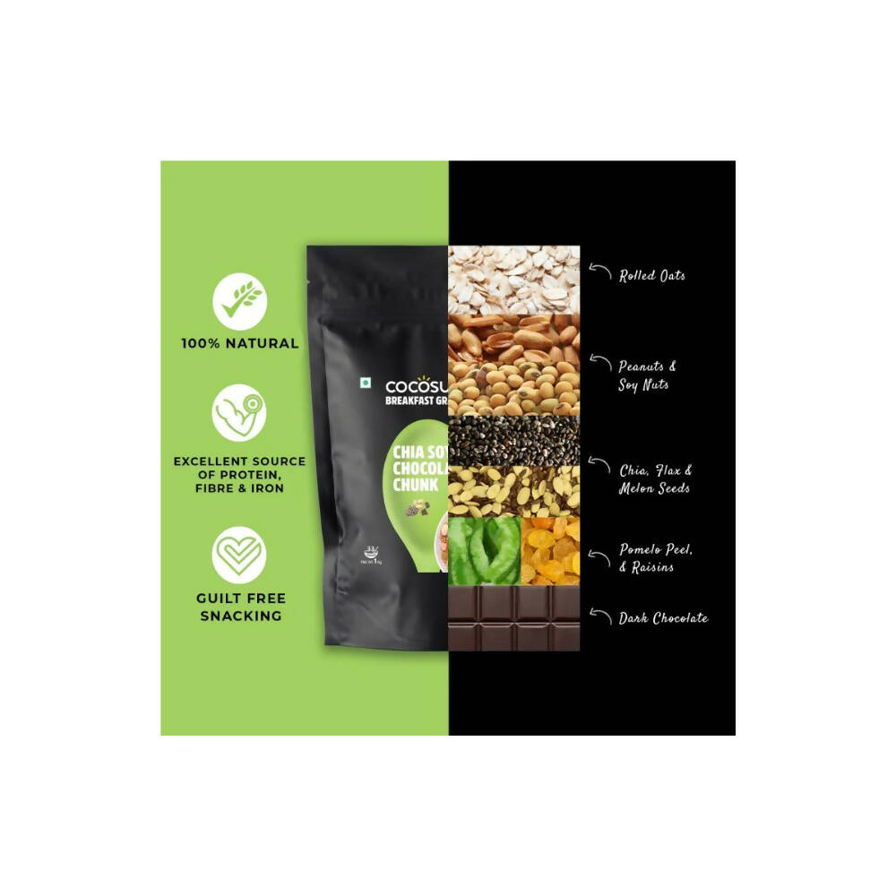 Cocosutra Chia Soya Chocolate Chunk Breakfast Granola - Distacart