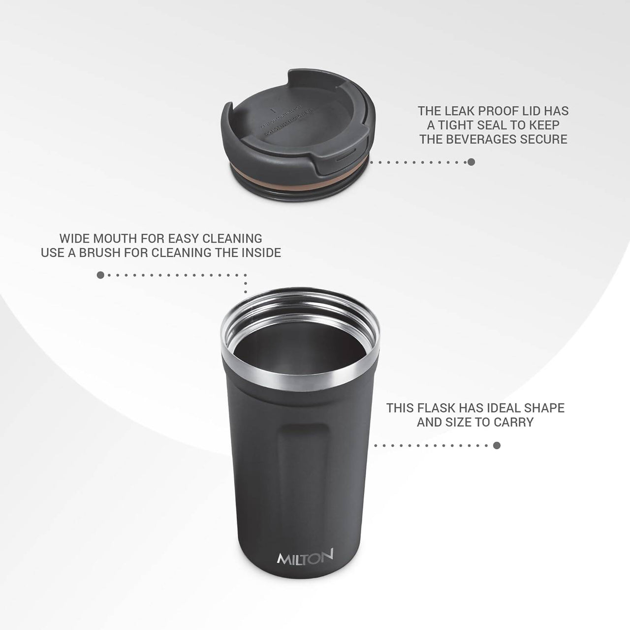 Milton Corral Thermosteel Insulated Coffee Mug Tumbler - 400ml (Black) - Distacart