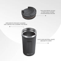 Thumbnail for Milton Corral Thermosteel Insulated Coffee Mug Tumbler - 400ml (Black) - Distacart