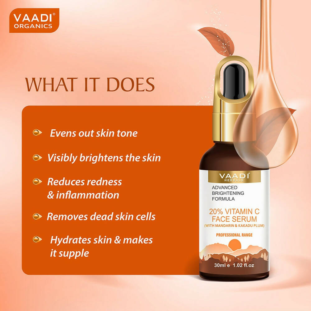 Vaadi Herbals 20% Vitamin C Face Serum With Advanced Brightening Formula - Distacart