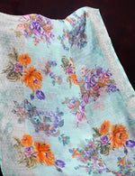 Thumbnail for Shades of Sky Blue With Orange Blouse Floral Design Semi Chanderi Saree By Gayathri Reddy Designer Studio - Distacart