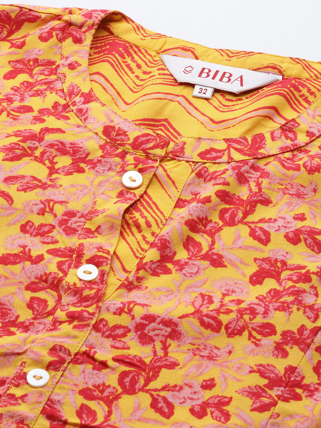 Biba Floral Printed A-Line Kurta with Palazzos - Distacart