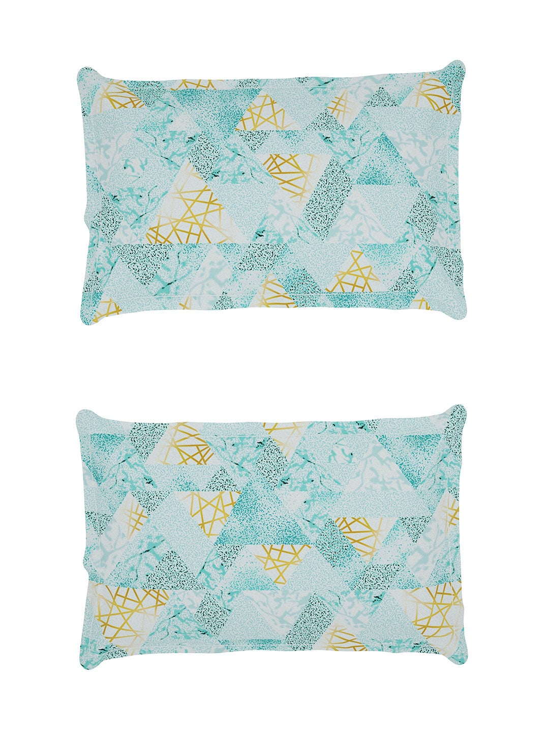 Story@home Arena Blue & Gold-Toned Printed 180 TC Bedsheet & Pillow Covers - Distacart