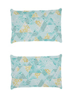 Thumbnail for Story@home Arena Blue & Gold-Toned Printed 180 TC Bedsheet & Pillow Covers - Distacart