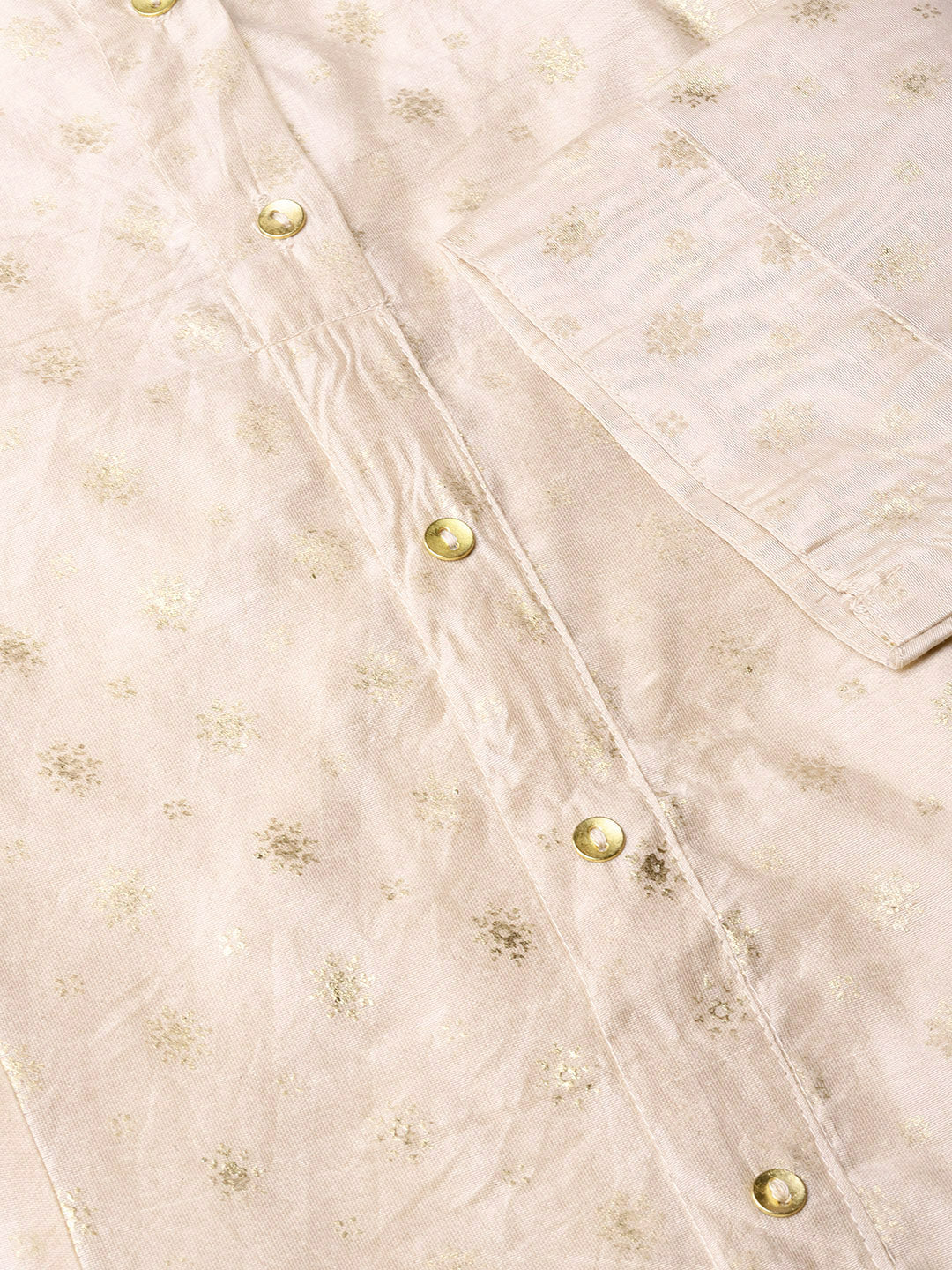 Juniper Womens Beige Chanderi Foil Print Kurta - Distacart